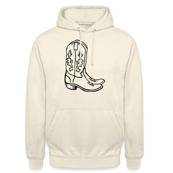 Bottes de cowboy - Sweat-shirt à capuche unisexe - vanille - Devant - Alina (178cm) & Michal (187cm)