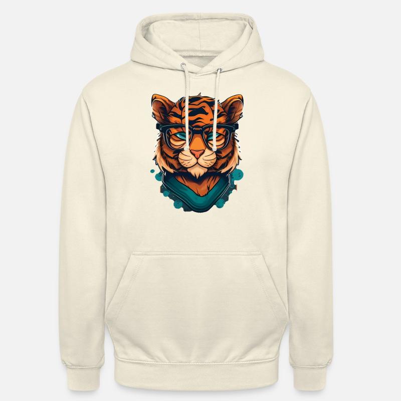 Tiger als Nerd mit Buch - Unisex Hoodie - Vanille-Milchshake