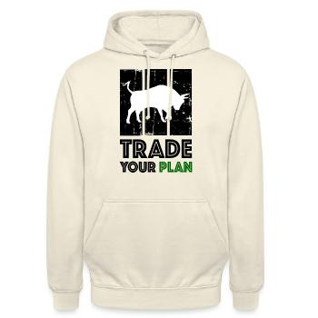 TRADE YOUR PLAN Bull Trader - Sweat-shirt à capuche unisexe - vanille - Devant - Alina (178cm) & Michal (187cm)