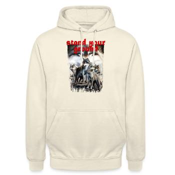 stand your ground3 - Unisex Hoodie - Vanille-Milchshake - Vorne - Alina (178cm) & Michal (187cm)