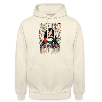 Palästina frei 03 - Unisex Hoodie - Vanille-Milchshake - Vorne - Alina (178cm) & Michal (187cm)