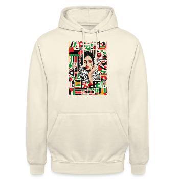 Palästina frei 02 - Unisex Hoodie - Vanille-Milchshake - Vorne - Alina (178cm) & Michal (187cm)