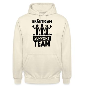 Bräutigam Support Team JGA Polterabend - Unisex Hoodie - Vanille-Milchshake - Vorne - Alina (178cm) & Michal (187cm)