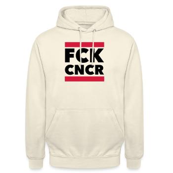 fck cncr Gegen Krebs - Unisex Hoodie - Vanille-Milchshake - Vorne - Alina (178cm) & Michal (187cm)