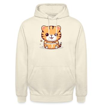 Mako the tiger - Unisex Hoodie - vanilla - Front - Alina (178cm) & Michal (187cm)