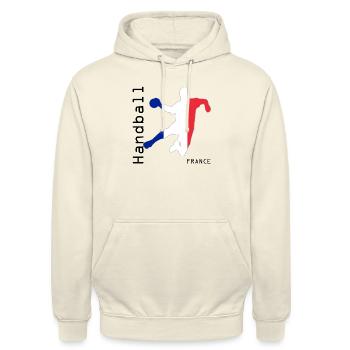 Handball France (France) - Sweat-shirt à capuche unisexe - vanille - Devant - Alina (178cm) & Michal (187cm)