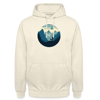 Adventure Friends, Dog, Hiking in the Mountains - Unisex Hoodie - vanilla - Front - Alina (178cm) & Michal (187cm)