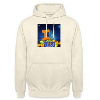 "IN YOUR FACE" Chemie-Design - Unisex Hoodie - Vanille-Milchshake - Vorne - Alina (178cm) & Michal (187cm)