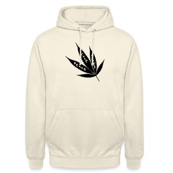 Hemp Leaf Cannabis Peace Love Freedom - Unisex Hoodie - vanilla - Front - Alina (178cm) & Michal (187cm)