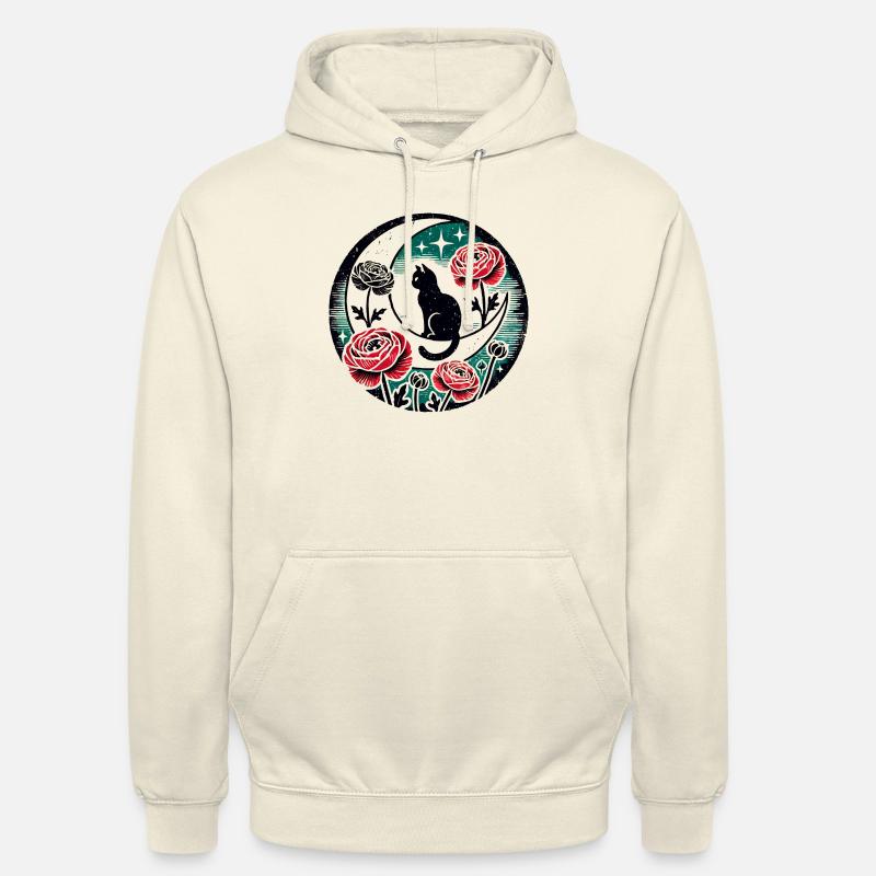 Lune chat noir - Sweat-shirt à capuche unisexe - vanille