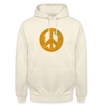 Peacezeichen mit Blumenmuster - Unisex Hoodie - Vanille-Milchshake - Vorne - Alina (178cm) & Michal (187cm)