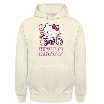 Hello Kitty Spielt Fussball - Unisex Hoodie - Vanille-Milchshake - Vorne - Alina (178cm) & Michal (187cm)