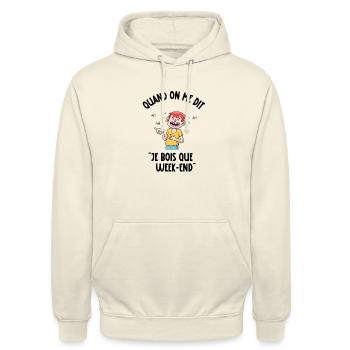 je bois que le week-end - Sweat-shirt à capuche unisexe - vanille - Devant - Alina (178cm) & Michal (187cm)