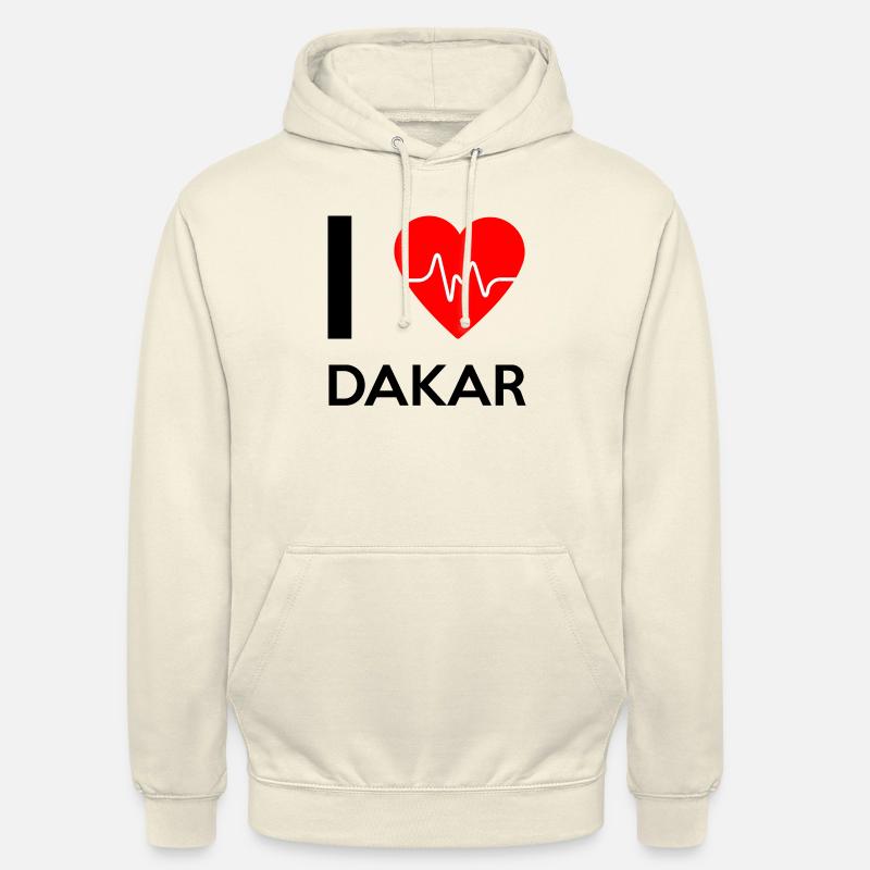 J'aime Dakar - I Love Dakar - Sweat-shirt à capuche unisexe - vanille