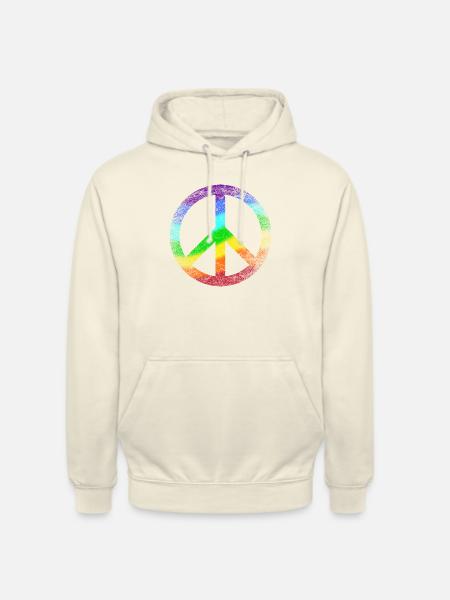 Peace Sign Rainbow Pacifist Peace Graffiti - Unisex Hoodie - vanilla