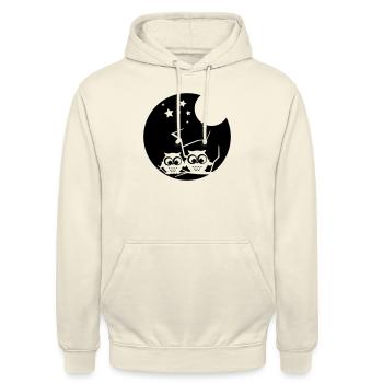 2 verträumte eulen - Unisex Hoodie - Vanille-Milchshake - Vorne - Alina (178cm) & Michal (187cm)