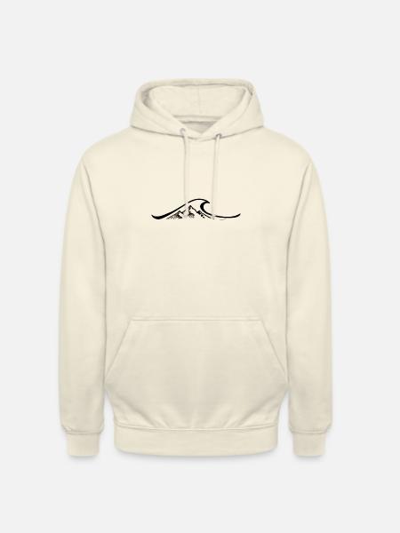 Wave, Mountains, Surfing, Hiking, Travel & Mountaineering - Unisex Hoodie - vanilla