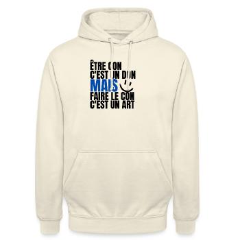 être con - Sweat-shirt à capuche unisexe - vanille - Devant - Alina (178cm) & Michal (187cm)