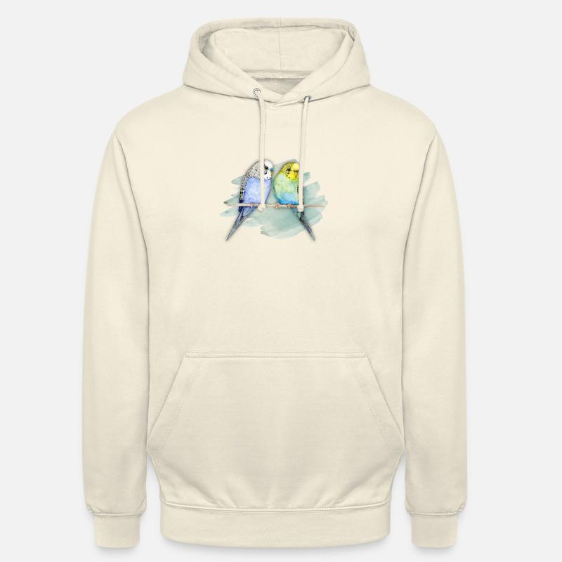 Deux aquarelle mignonnes de budgerigar - Sweat-shirt à capuche unisexe - vanille