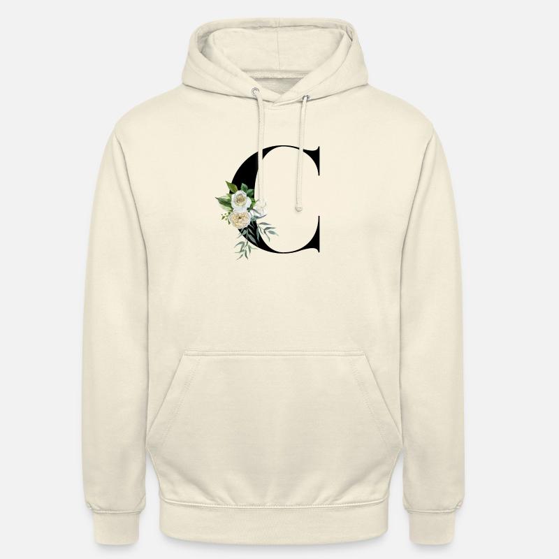 lettre C fleuris - Sweat-shirt à capuche unisexe - vanille