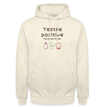 Testée positive mais pas pour le covid - grossesse - Sweat-shirt à capuche unisexe - vanille - Devant - Alina (178cm) & Michal (187cm)