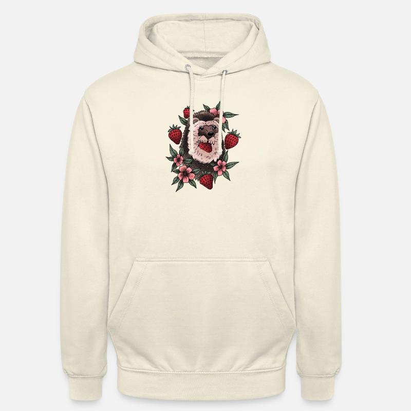 Igel mit Erdbeeren - Unisex Hoodie - Vanille-Milchshake