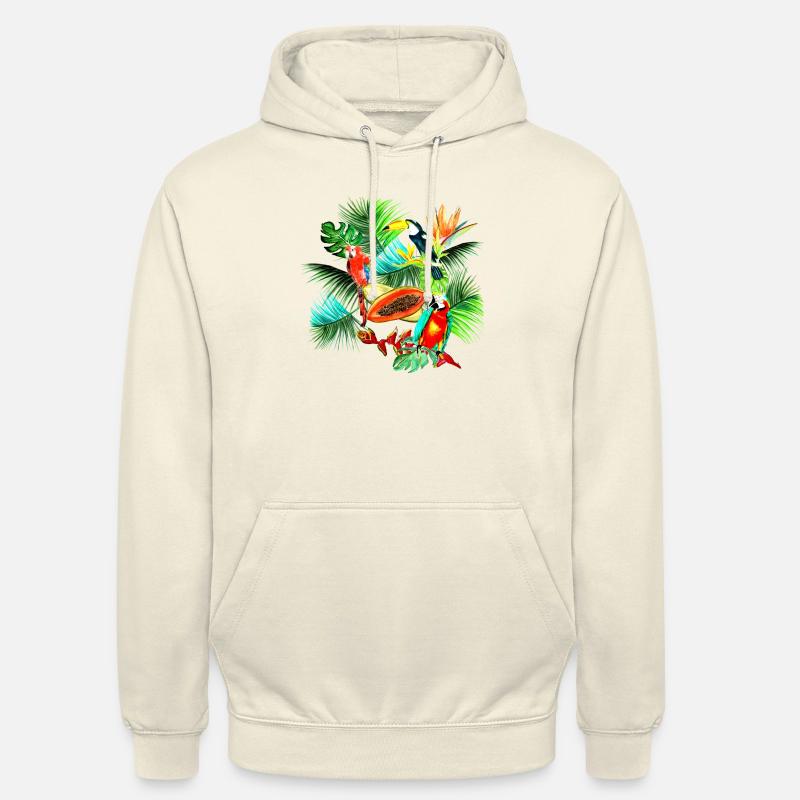 tropical toucans perroquets strelitzia helliconias - Sweat-shirt à capuche unisexe - vanille