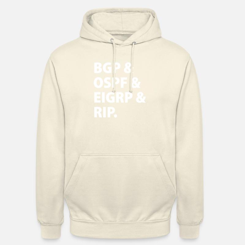 BGP & OSPF & EIGRP & RIP. - Sweat-shirt à capuche unisexe - vanille