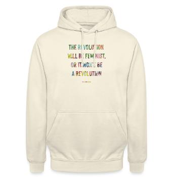 La révolution sera féministe - Rosa Luxemburgo - Sweat-shirt à capuche unisexe - vanille - Devant - Alina (178cm) & Michal (187cm)