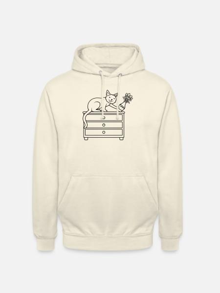 Blumenvase umgestoßen böse Katze - Unisex Hoodie - Vanille-Milchshake