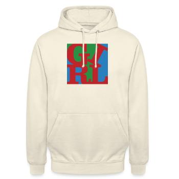 Girl WordPlay art original 5 - Sweat-shirt à capuche unisexe - vanille - Devant - Alina (178cm) & Michal (187cm)