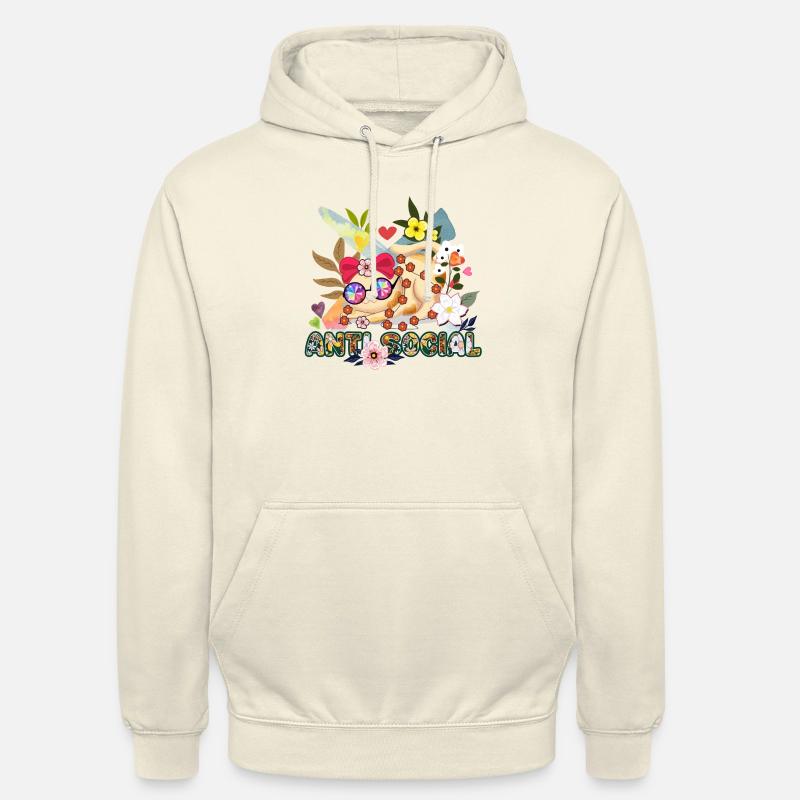 Anti Social Cat mignon Hippie - Sweat-shirt à capuche unisexe - vanille