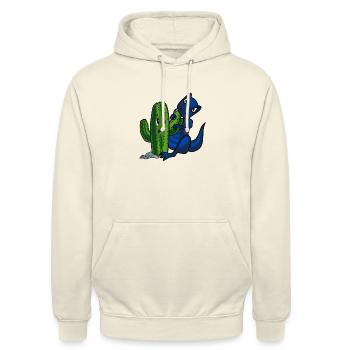 Dino und Kaktus - Unisex Hoodie - Vanille-Milchshake - Vorne - Alina (178cm) & Michal (187cm)
