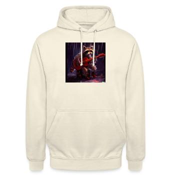 racoon playing guitar - Unisex Hoodie - vanilla - Front - Alina (178cm) & Michal (187cm)