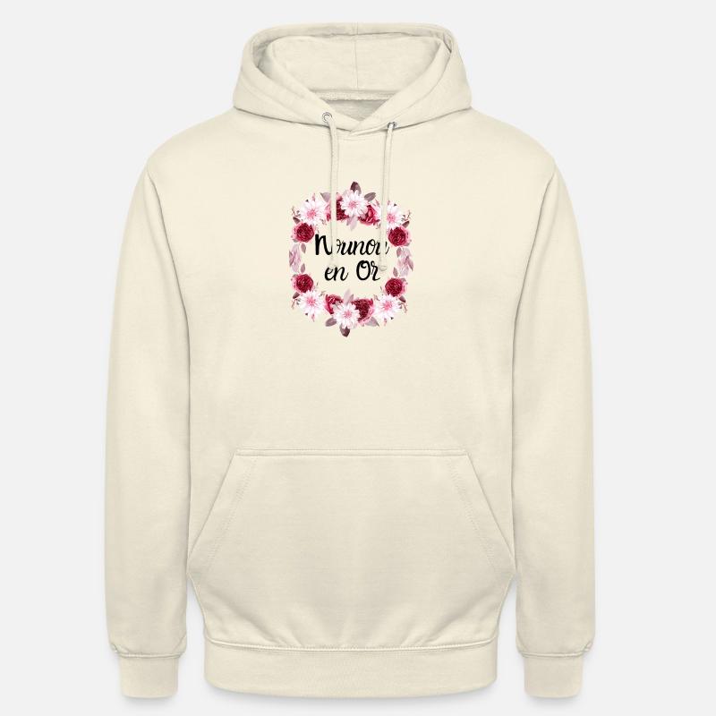 nounou en or Couronne de fleurs - Sweat-shirt à capuche unisexe - vanille