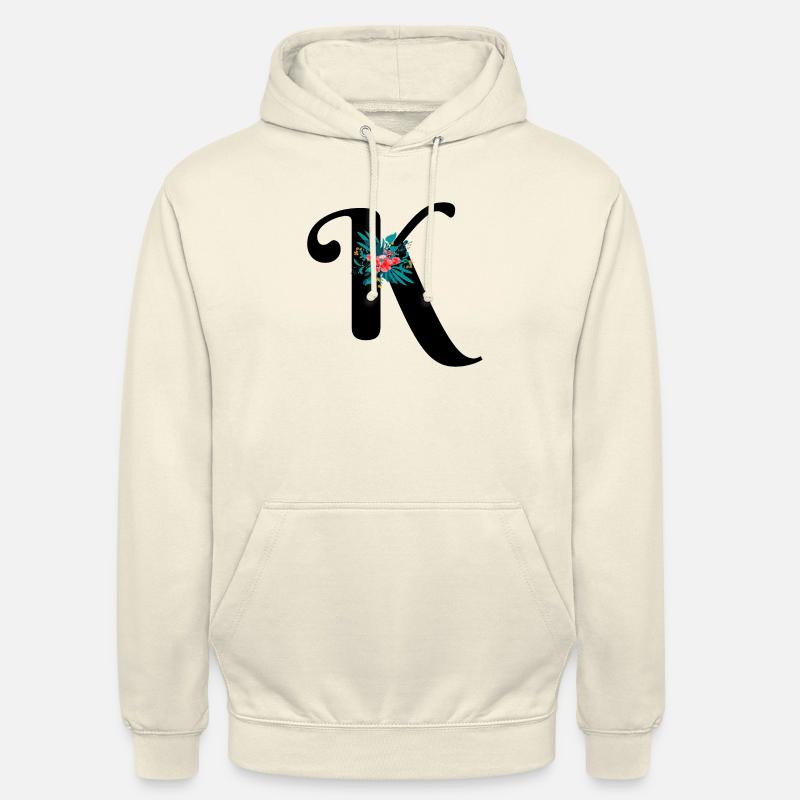 lettre K fleuris - Sweat-shirt à capuche unisexe - vanille