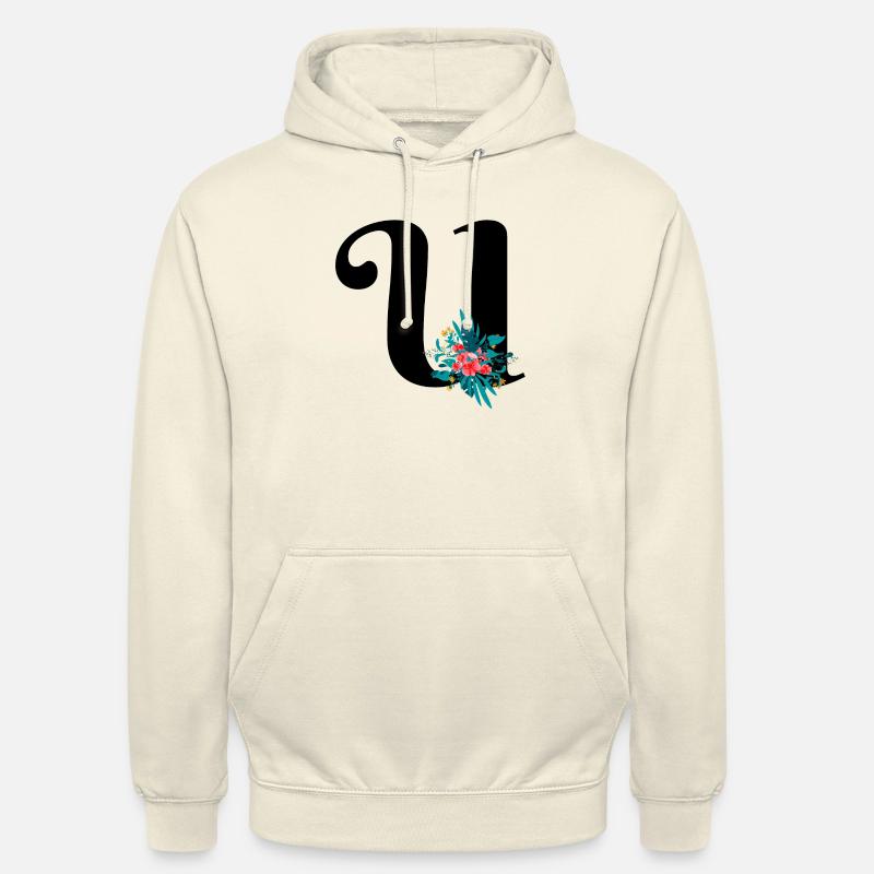 letter U flowered - Unisex Hoodie - vanilla