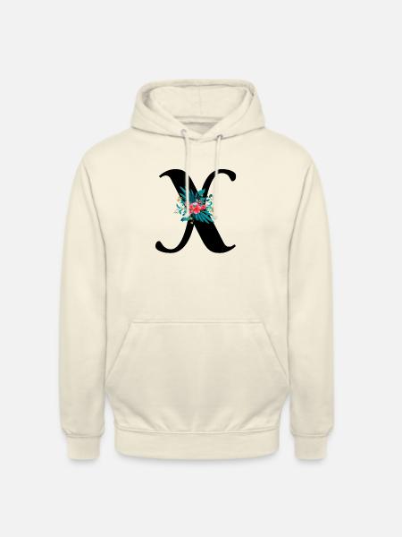letter X flowered - Unisex Hoodie - vanilla