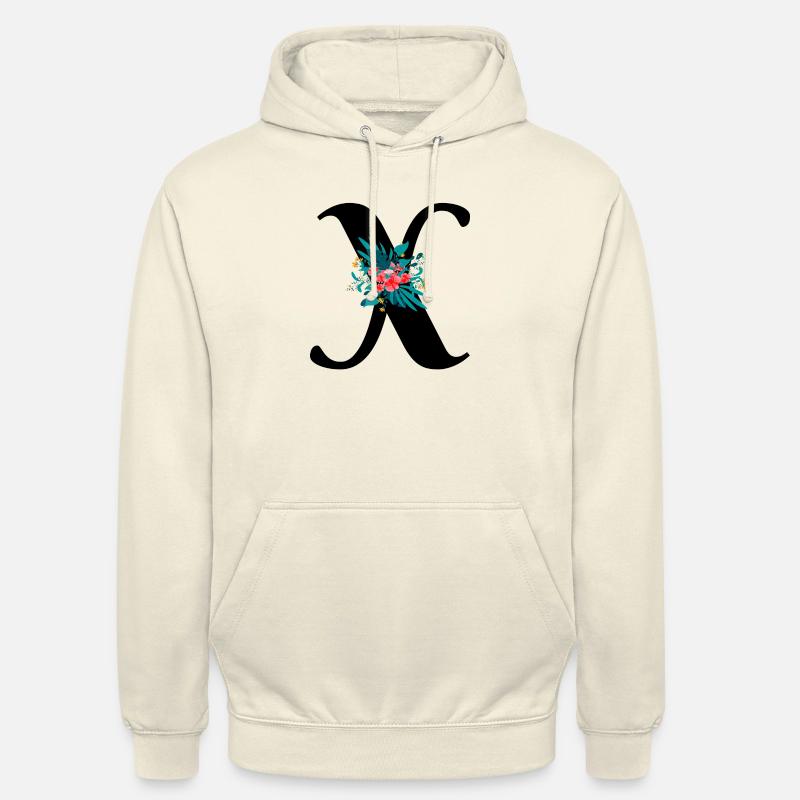 lettre X fleuris - Sweat-shirt à capuche unisexe - vanille