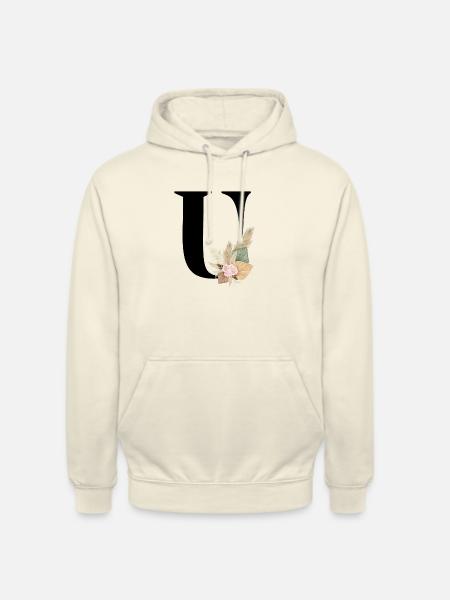 Buchstabe U geblümt - Unisex Hoodie - Vanille-Milchshake