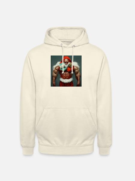 Bodybuilder Santa - Unisex Hoodie - vanilla