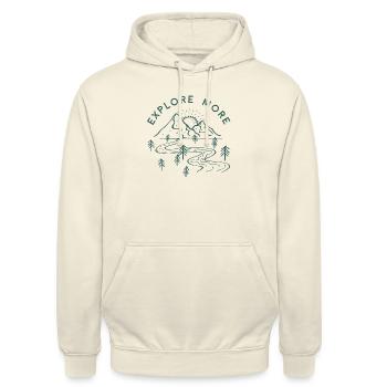 Explore more Outdoor Abenteuer grün - Unisex Hoodie - Vanille-Milchshake - Vorne - Alina (178cm) & Michal (187cm)