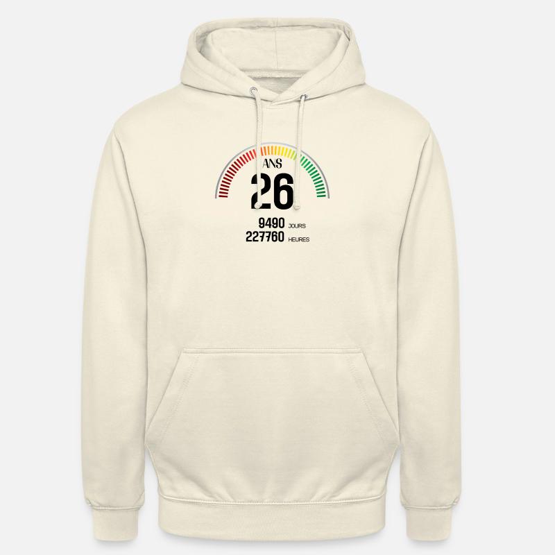 Anniversaire 26 ans Compteur - Sweat-shirt à capuche unisexe - vanille