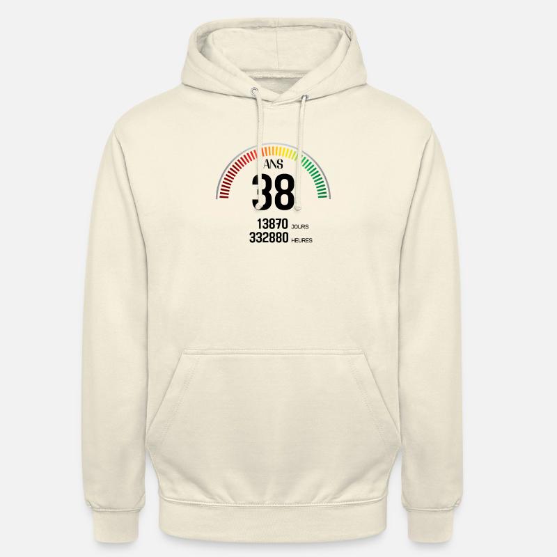 Anniversaire 38 ans Compteur - Sweat-shirt à capuche unisexe - vanille
