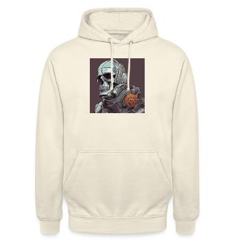 Soldier robot skull of the future - Unisex Hoodie - vanilla - Front - Alina (178cm) & Michal (187cm)