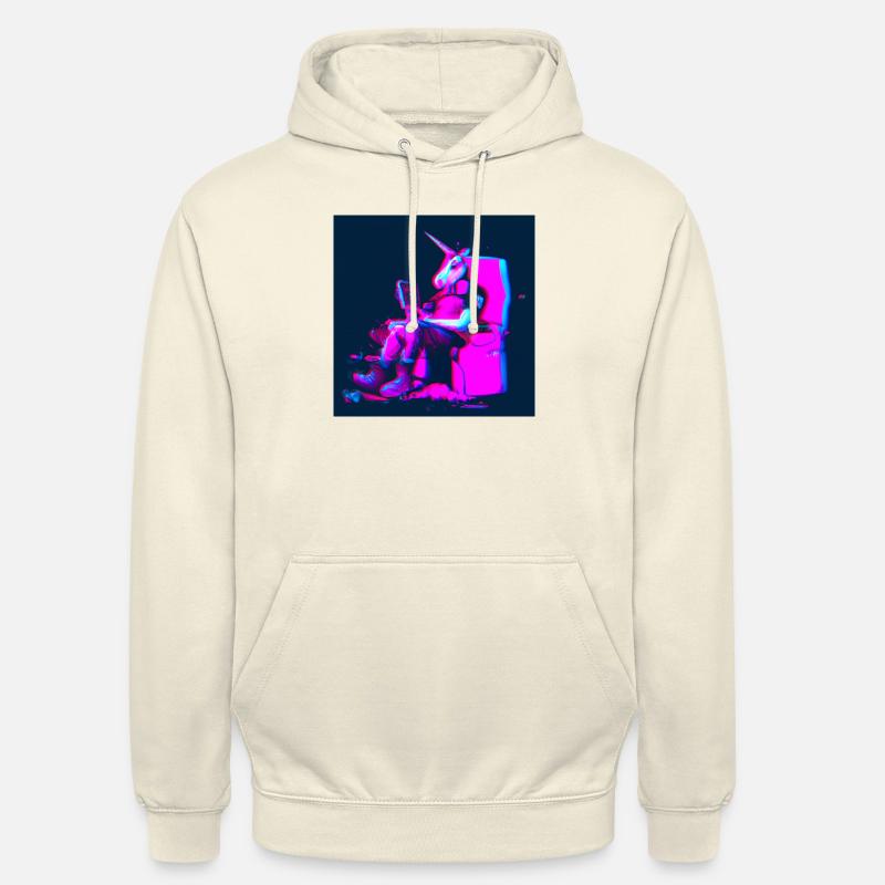 Licorne Synthwave chill - Sweat-shirt à capuche unisexe - vanille