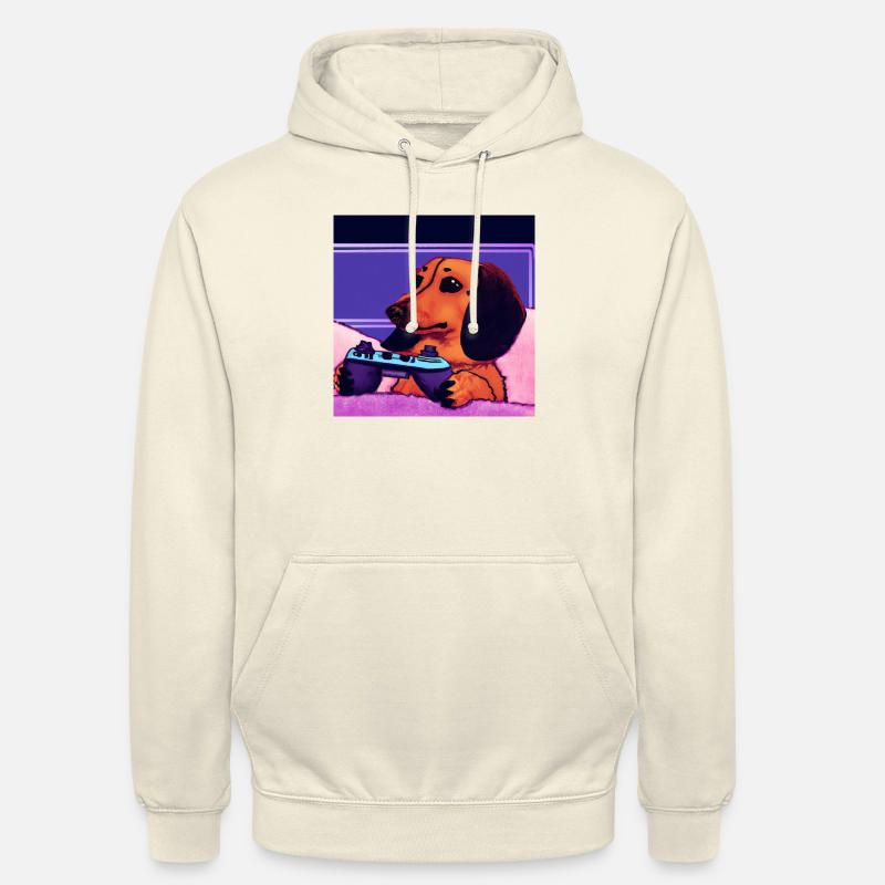 Dachshund Synthwave Gaming - Sweat-shirt à capuche unisexe - vanille