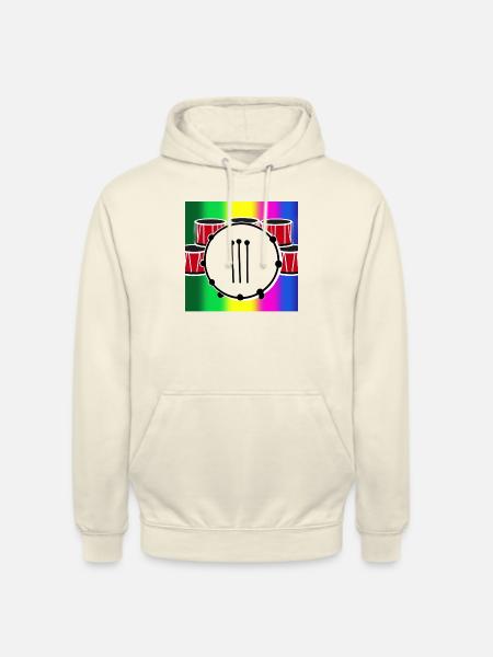 Drums in front of rainbow - Unisex Hoodie - vanilla