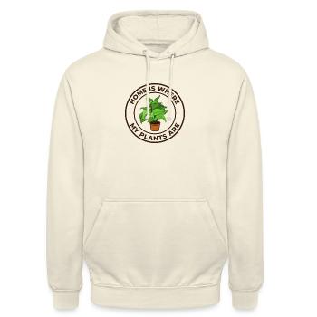 Home is where my plants are - Sweat-shirt à capuche unisexe - vanille - Devant - Alina (178cm) & Michal (187cm)