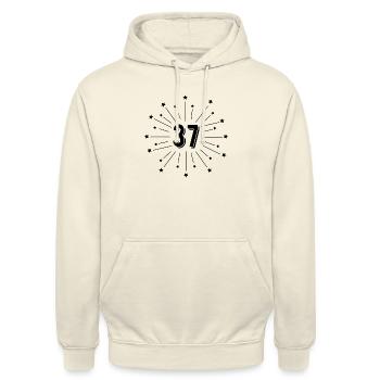 37e anniversaire étoilé - cadeau 37 ans - Sweat-shirt à capuche unisexe - vanille - Devant - Alina (178cm) & Michal (187cm)
